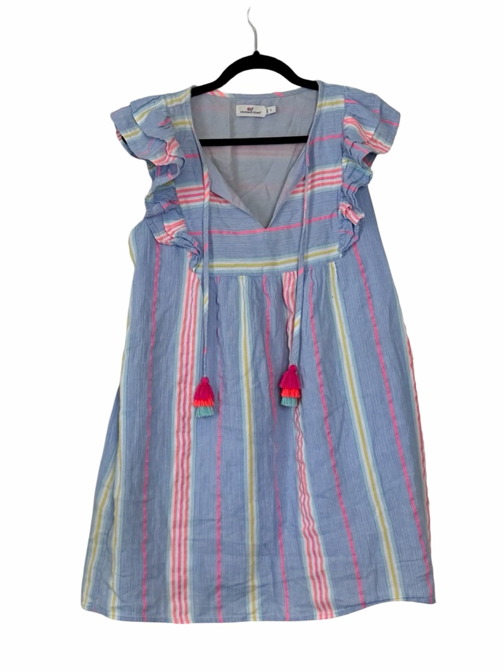 VINEYARD VINES St Barths Tunic Fluttered Mini Striped Dress Sz S - Picture 2 of 6